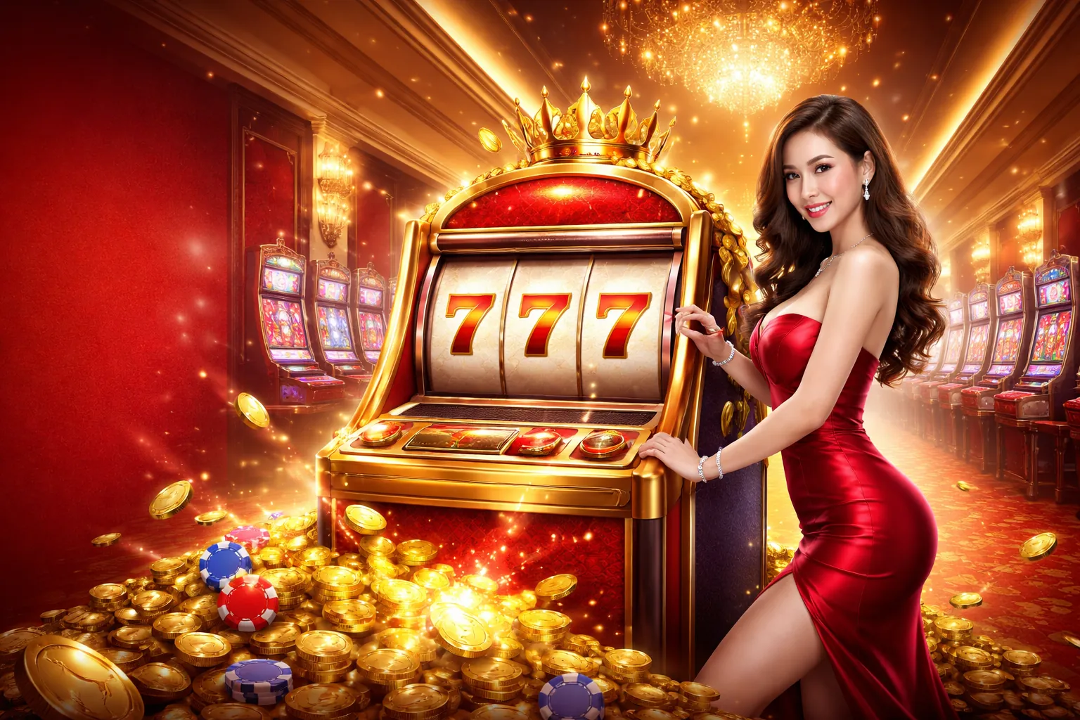 Hình nền Nổ Hũ Nohu52 với máy đánh bạc và jackpot lớn